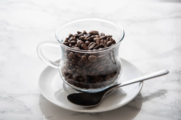 coffee bean in glass cup