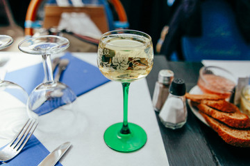 A glass of wine at lunch in Normandy