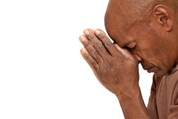 Fototapeta premium black man praying to god stock photo