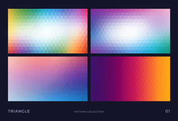 Fototapeta premium Triangle vector mosaic backgrounds set, colorful abstract polygon patterns, set of four design