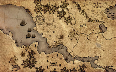 Naklejka premium Stara mapa vintage fantasy