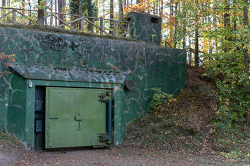 Old nuclear bunkers in Central Europe. Atomic shelters hidden deep in the forest.