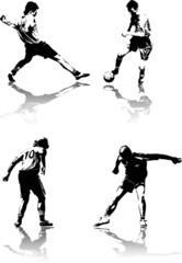 Hi detailed silhouettes of soccer players