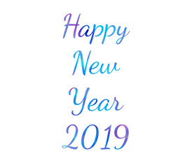 Vector watercolor Bright Happy New Year brush lettering text on white background