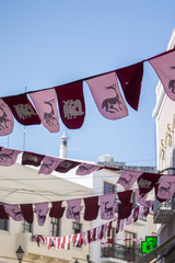 Medieval flags in festival
