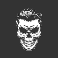 Monochrome skull with hipster hairstyle