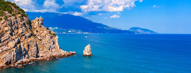 Sea view with Ayu-Dag mountain in a distance, Crimea