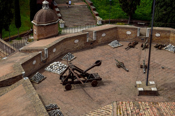 Roman catapult - view from above at Sant'Angelo Castle Italy
