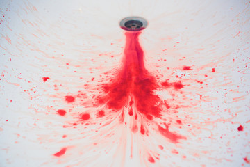 blood in basin,blood and washbasin in bath room,concept blood and basin in bath room.