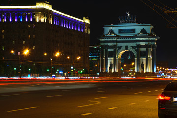Fototapeta na wymiar Triumphal Arch of Moscow at night