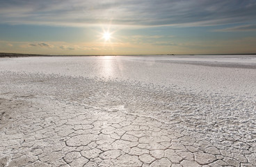 Crystals of salt, salt lake Elton