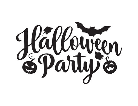 Halloween Party poster. Hand drawn lettering   on white background