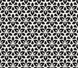 Fototapeta premium Vector floral abstract seamless pattern. Geometric classical background with leaves. Retro stylish texture.