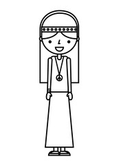 hippie woman cartoon character on white background