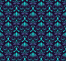 Vector floral abstract arabesque seamless pattern. Geometric damask background. Vintage art deco texture.