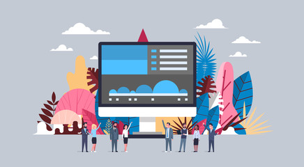 New idea concept over infographic monitor background