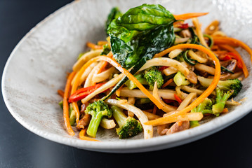 noodles with meat and vegetables
