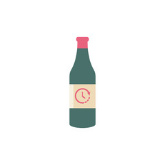 Bottle vector icon with time sign. Bar alcohol beverage icon and countdown, deadline, schedule, planning symbol