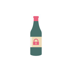 Bottle vector icon with padlock sign. Bar alcohol beverage icon and security, protection, privacy symbol