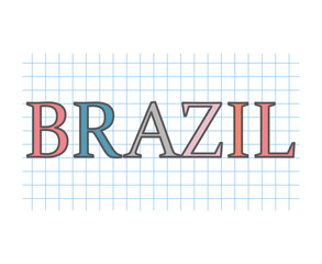 Brazil word on checkered paper texture- vector illustration