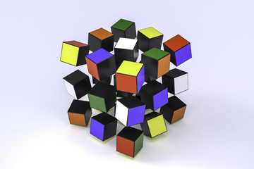 Obraz premium 3d rendered expoded puzzle cube