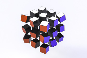 3d rendered expoded puzzle cube