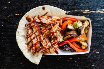 grilled meat and vegetables