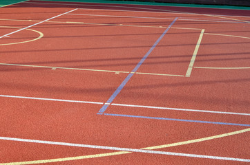 Sports field lines on the outdoor playcourt