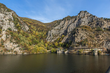 Autumn ladscape from dam of The Krichim Reservoir, Rhodopes Mountain, Plovdiv Region, Bulgaria