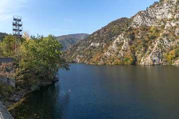 Obraz na płótnie Canvas Autumn ladscape from dam of The Krichim Reservoir, Rhodopes Mountain, Plovdiv Region, Bulgaria