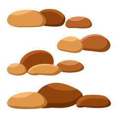 Set of brown stones. Set of design elements. Vector illustration