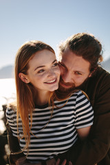 Couple in a happy and romantic mood on beach