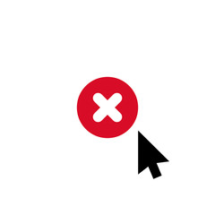 Fototapeta premium Click vector icon, cursor symbol with cancel sign. Cursor arrow icon and close, delete, remove symbol
