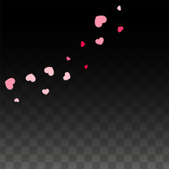 Hearts Confetti Falling Background. St. Valentine's Day pattern. Romantic Scattered Hearts Design Element. Love. Sweet Moment. Gift. Cute Element of Design for Sales or Celebration.