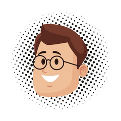 Man face with glasses cartoon