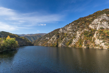 Autumn ladscape from dam of The Krichim Reservoir, Rhodopes Mountain, Plovdiv Region, Bulgaria