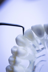 Dentist cleaning teeth