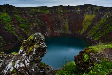 Fototapeta na wymiar Kerid Volcanic Crater in Iceland, Europe