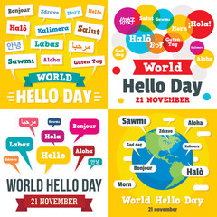 Hello day banner set. Flat illustration of hello day vector banner set for web design © anatolir