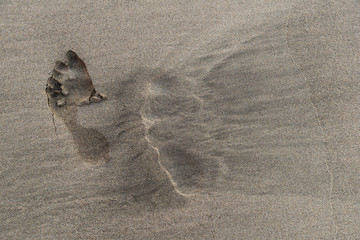 footprints on wet sand