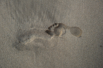 footprints on wet sand