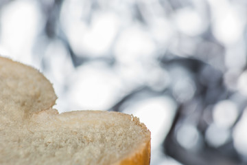 White bread on a light background is macro