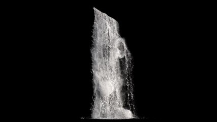 waterfall texture seamless loop, 4k, isolated on black with alpha and separate foam layer