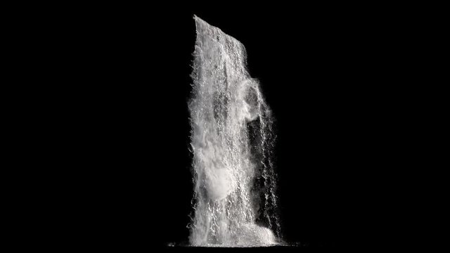 waterfall texture seamless loop, 4k, isolated on black with alpha and separate foam layer