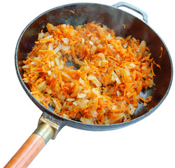 Cook the roast for soup. Roasting onions and carrots.