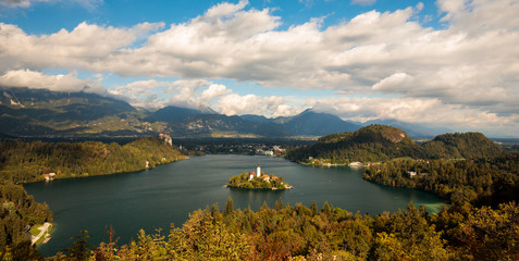 Panoramic view of Lake Bled, Slovenia