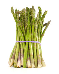 Bunch of asparagus isolated on white background.