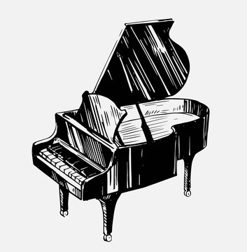 Sketch of piano. Hand drawn sketch converted to vector