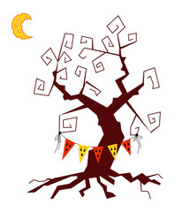 Cute cartoon spooky tree