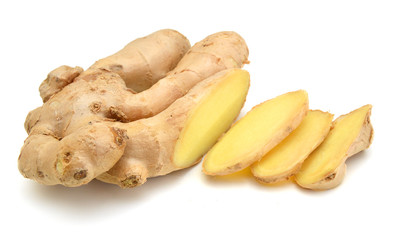 fresh ginger on a white background